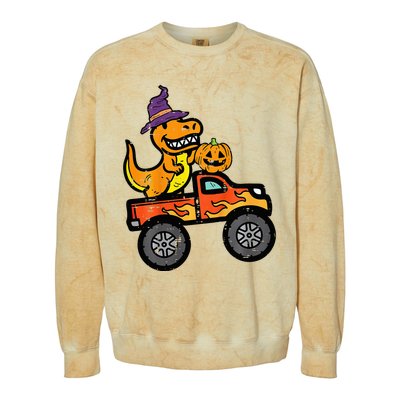 Halloween Monster Truck Dino Trex Costume Colorblast Crewneck Sweatshirt