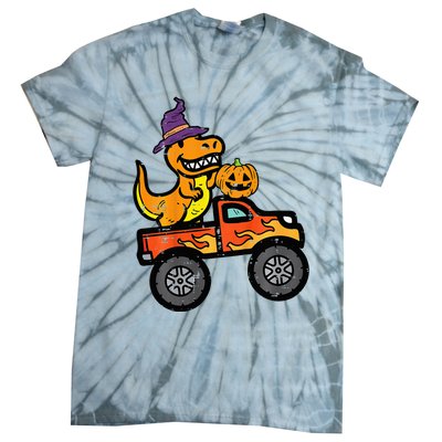 Halloween Monster Truck Dino Trex Costume Tie-Dye T-Shirt