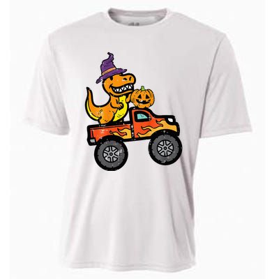 Halloween Monster Truck Dino Trex Costume Cooling Performance Crew T-Shirt