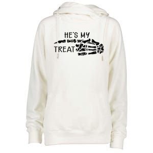 Hes My Treat Matching Couple Halloween Womens Funnel Neck Pullover Hood