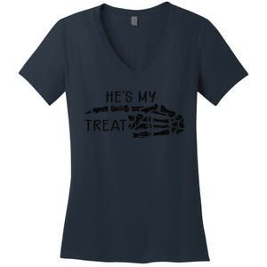 Hes My Treat Matching Couple Halloween Women's V-Neck T-Shirt