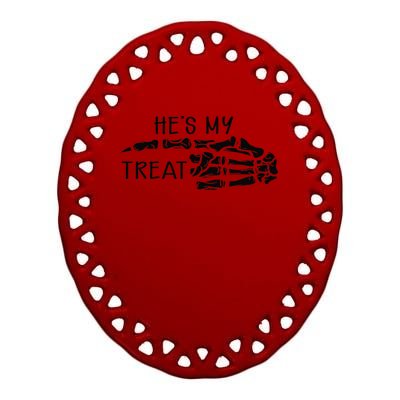 Hes My Treat Matching Couple Halloween Ceramic Oval Ornament