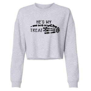 Hes My Treat Matching Couple Halloween Cropped Pullover Crew