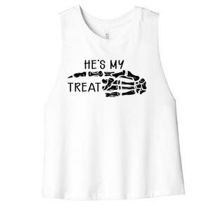 Hes My Treat Matching Couple Halloween Women's Racerback Cropped Tank