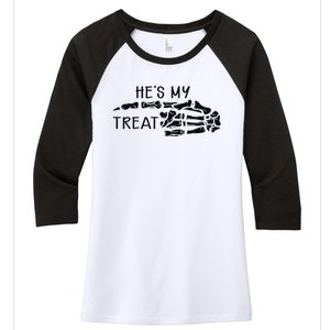 Hes My Treat Matching Couple Halloween Women's Tri-Blend 3/4-Sleeve Raglan Shirt