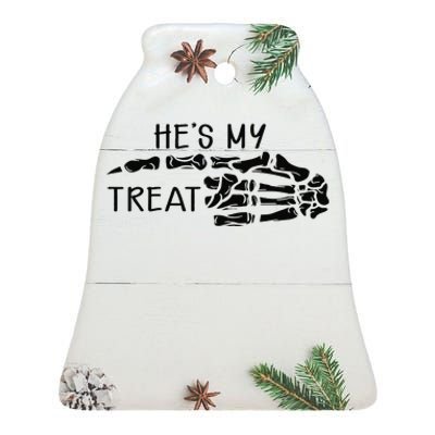 Hes My Treat Matching Couple Halloween Ceramic Bell Ornament