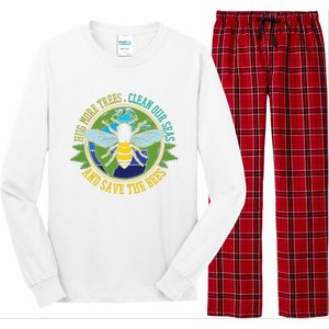 Hug More Trees Clean Seas Save Bees Nature Lover Earth Day Long Sleeve Pajama Set