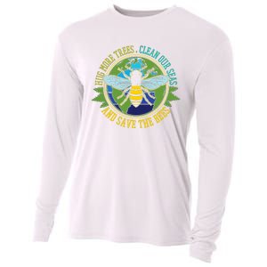 Hug More Trees Clean Seas Save Bees Nature Lover Earth Day Cooling Performance Long Sleeve Crew