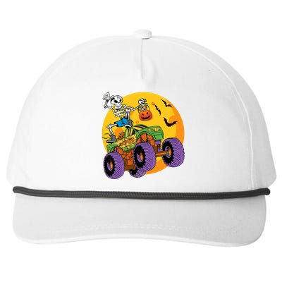 Halloween Monster Truck Skeleton Monster Trick Treat Gift Snapback Five-Panel Rope Hat