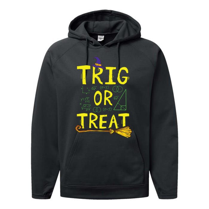 Halloween Math Teacher Trig Or Treat Student School College Performance Fleece Hoodie