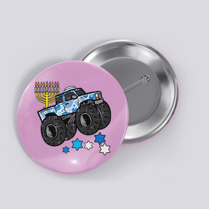 Hanukkah Monster Truck Menorah Chanukah Jewish Button