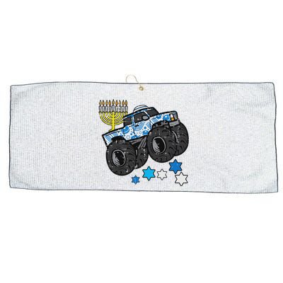 Hanukkah Monster Truck Menorah Chanukah Jewish Large Microfiber Waffle Golf Towel