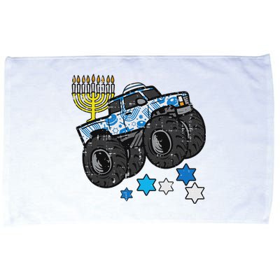 Hanukkah Monster Truck Menorah Chanukah Jewish Microfiber Hand Towel