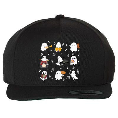 Halloween Music Teacher Ghost Playing Musical Instruments Wool Snapback Cap