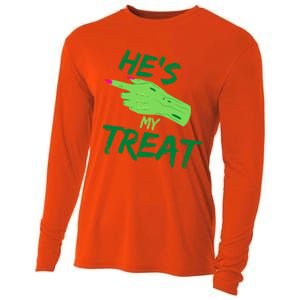 Hes My Treat Shes My Trick Halloween Matching Costume Gift Cooling Performance Long Sleeve Crew