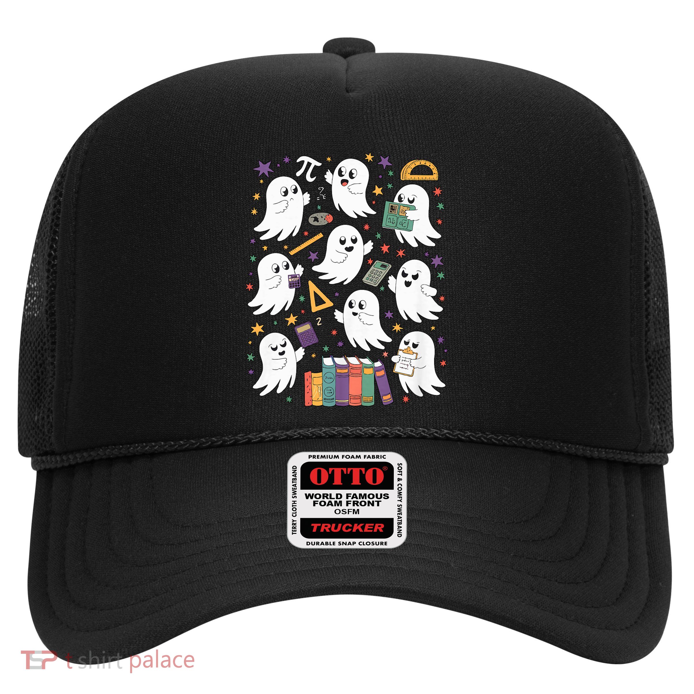 Halloween Math Teacher Ghost Math Teacher Spooky Halloween Trucker Hat
