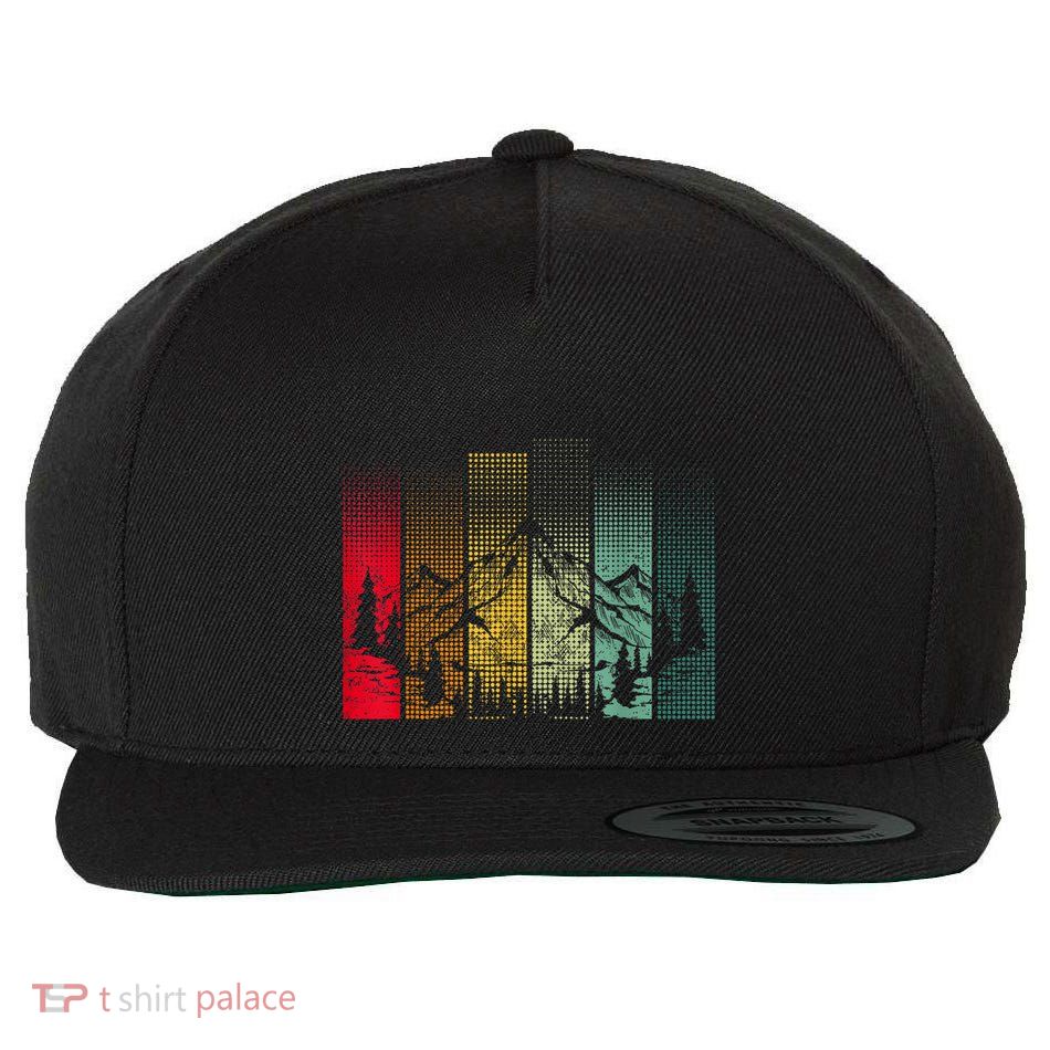 Hiking Mountains Trees Outdoors Nature Wildlife Retro Forest  Wool Snapback Cap
