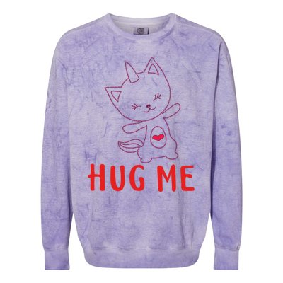 Hug Me Unicorn Cat Valentines Day Cat Unicorn Lovers Funny Gift Colorblast Crewneck Sweatshirt