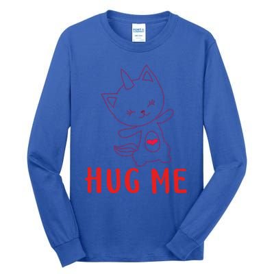 Hug Me Unicorn Cat Valentines Day Cat Unicorn Lovers Funny Gift Tall Long Sleeve T-Shirt