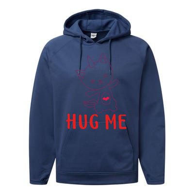 Hug Me Unicorn Cat Valentines Day Cat Unicorn Lovers Funny Gift Performance Fleece Hoodie