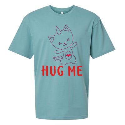 Hug Me Unicorn Cat Valentines Day Cat Unicorn Lovers Funny Gift Sueded Cloud Jersey T-Shirt