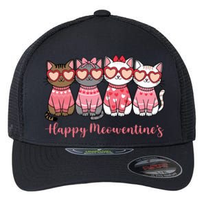 Happy MoewentineS Valentine Cat Funny Lover Flexfit Unipanel Trucker Cap