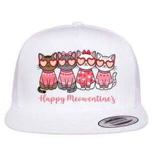 Happy MoewentineS Valentine Cat Funny Lover Flat Bill Trucker Hat