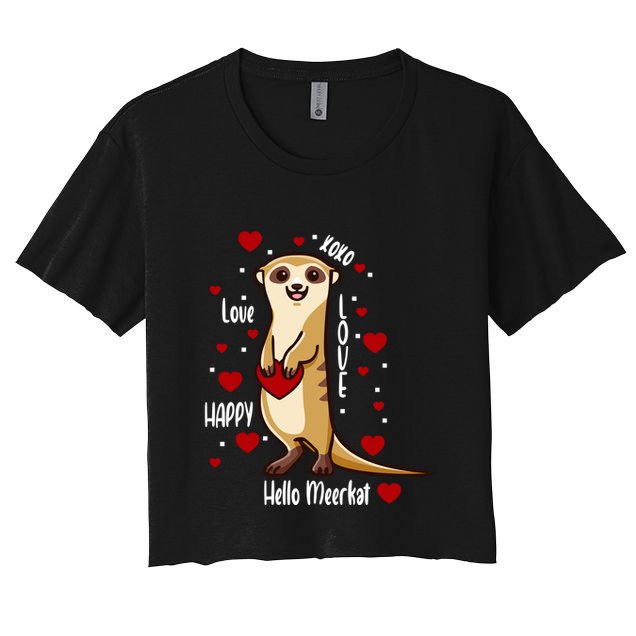 Hello Meerkat Valentines Day Cute Animal Love Vfunny Giftday Pajama Funny Gift Crop Top