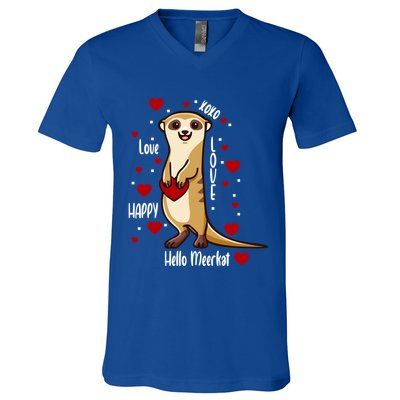 Hello Meerkat Valentines Day Cute Animal Love Vfunny Giftday Pajama Funny Gift V-Neck T-Shirt