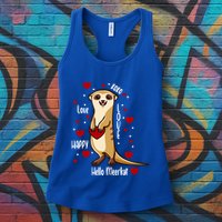 Hello Meerkat Valentines Day Cute Animal Love Vfunny Giftday Pajama Funny Gift Womens Tank Top