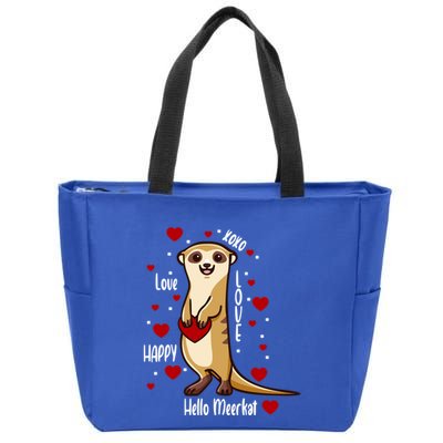 Hello Meerkat Valentines Day Cute Animal Love Vfunny Giftday Pajama Funny Gift Zip Tote Bag