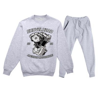 Hd Motorcycle Vtwin Shovelhead Engine Drawing Biker Premium Crewneck Sweatsuit Set