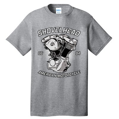 Hd Motorcycle Vtwin Shovelhead Engine Drawing Biker Tall T-Shirt