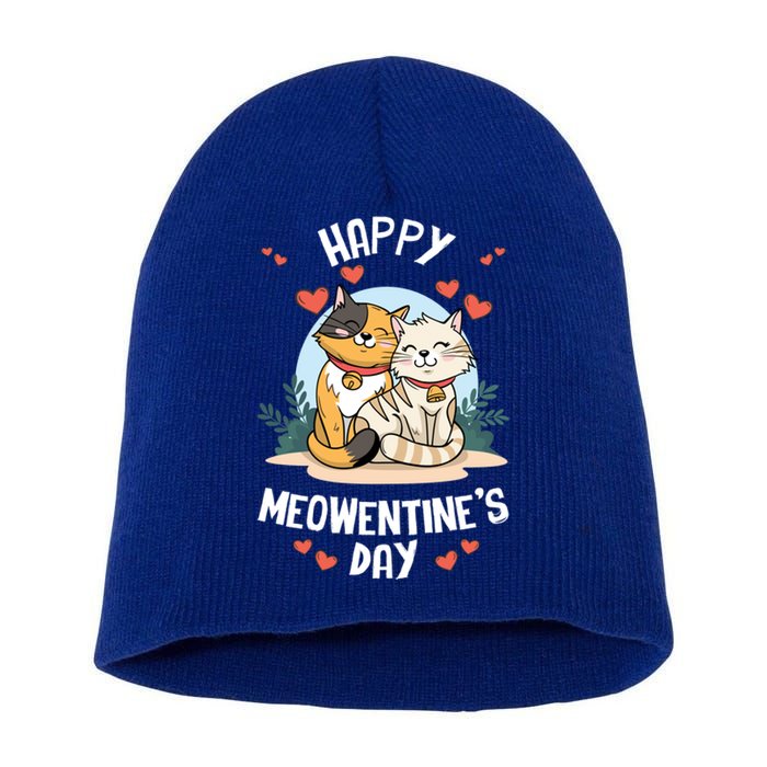 Happy Meowentines Valentines Day Cute Cat Kitten Vday Pajama Gift Short Acrylic Beanie