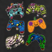 Halloween Monster Video Game Controllers 7 Panel Mesh Trucker Snapback Hat