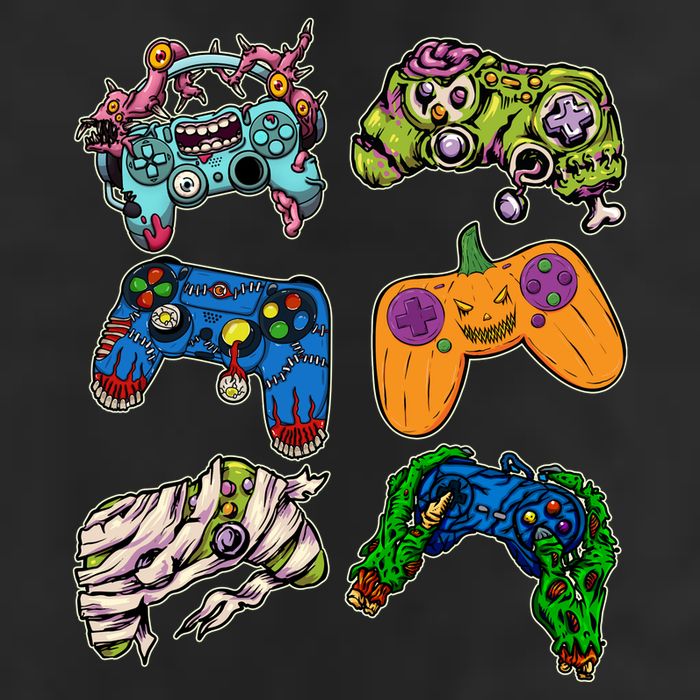 Halloween Monster Video Game Controllers 7 Panel Mesh Trucker Snapback Hat