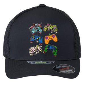 Halloween Monster Video Game Controllers Flexfit Unipanel Trucker Cap