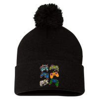 Halloween Monster Video Game Controllers Pom Pom 12in Knit Beanie