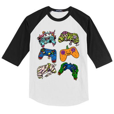 Halloween Monster Video Game Controllers Kids Colorblock Raglan Jersey