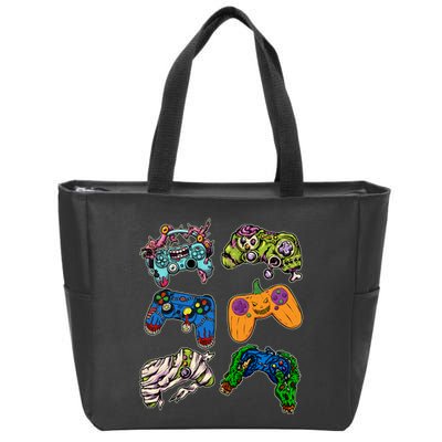 Halloween Monster Video Game Controllers Zip Tote Bag