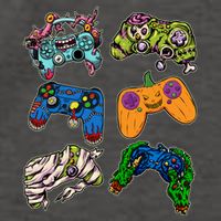Halloween Monster Video Game Controllers Vector Backpack