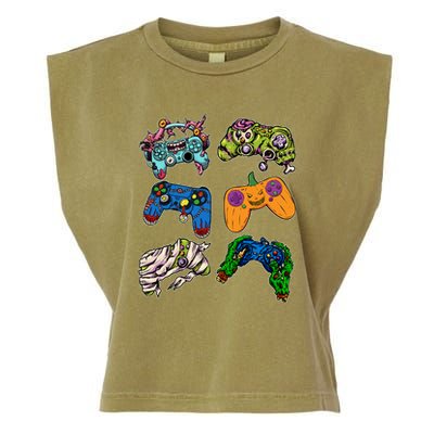 Halloween Monster Video Game Controllers Garment-Dyed Women's Muscle Tee