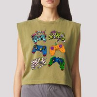 Halloween Monster Video Game Controllers Garment-Dyed Women's Muscle Tee