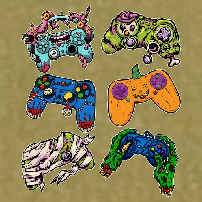 Halloween Monster Video Game Controllers Garment-Dyed Women's Muscle Tee