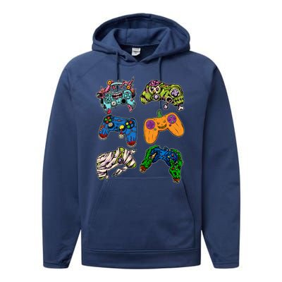 Halloween Monster Video Game Controllers Performance Fleece Hoodie