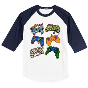 Halloween Monster Video Game Controllers Baseball Sleeve Shirt