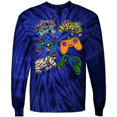 Halloween Monster Video Game Controllers Tie-Dye Long Sleeve Shirt