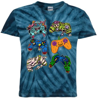 Halloween Monster Video Game Controllers Kids Tie-Dye T-Shirt