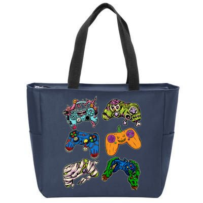 Halloween Monster Video Game Controllers Zip Tote Bag