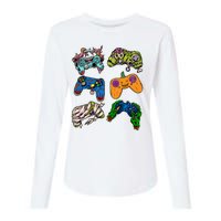 Halloween Monster Video Game Controllers Womens Cotton Relaxed Long Sleeve T-Shirt